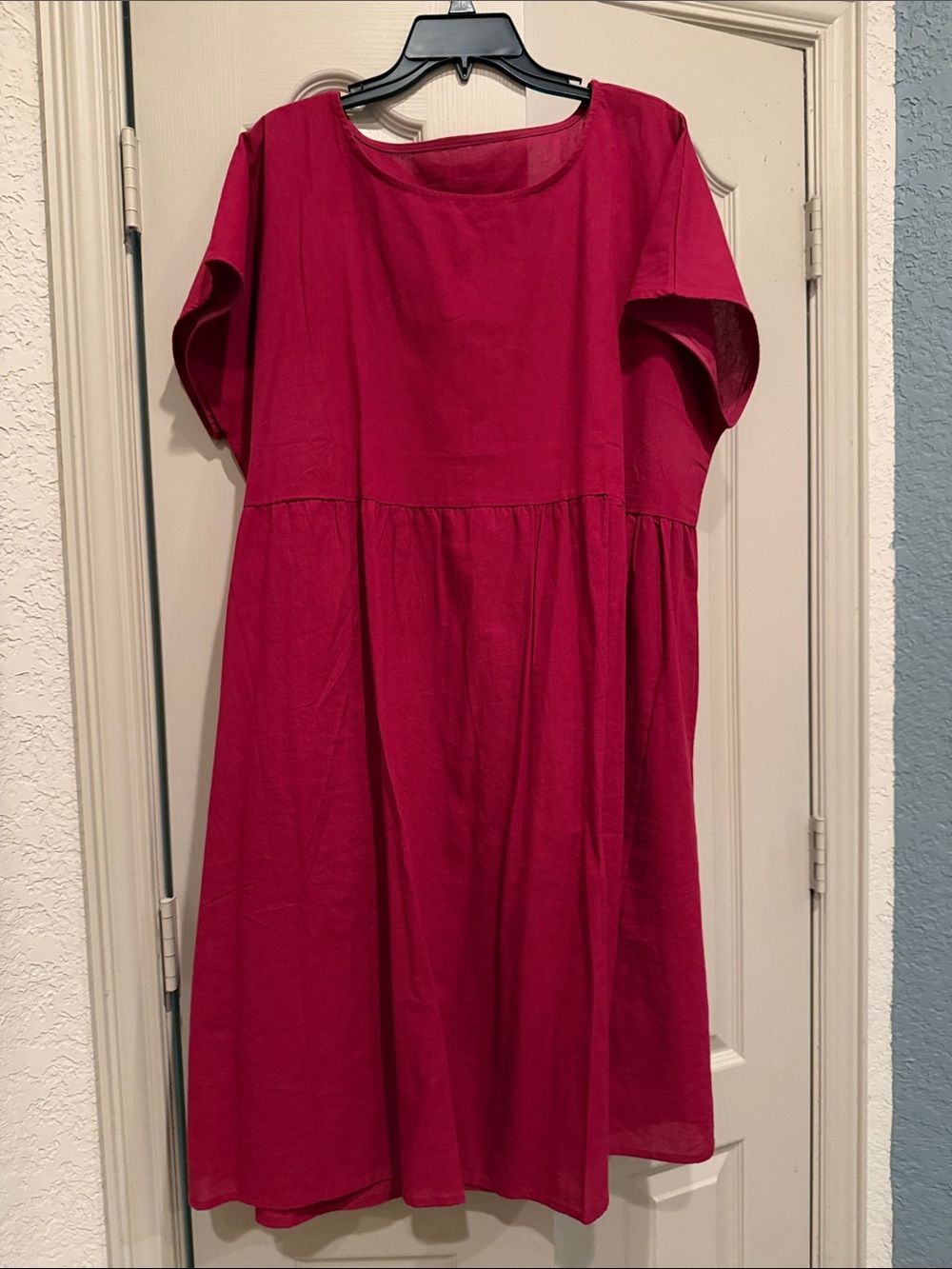Source Unknown Bright Fuchsia Tiered Short-Sleeve Dress